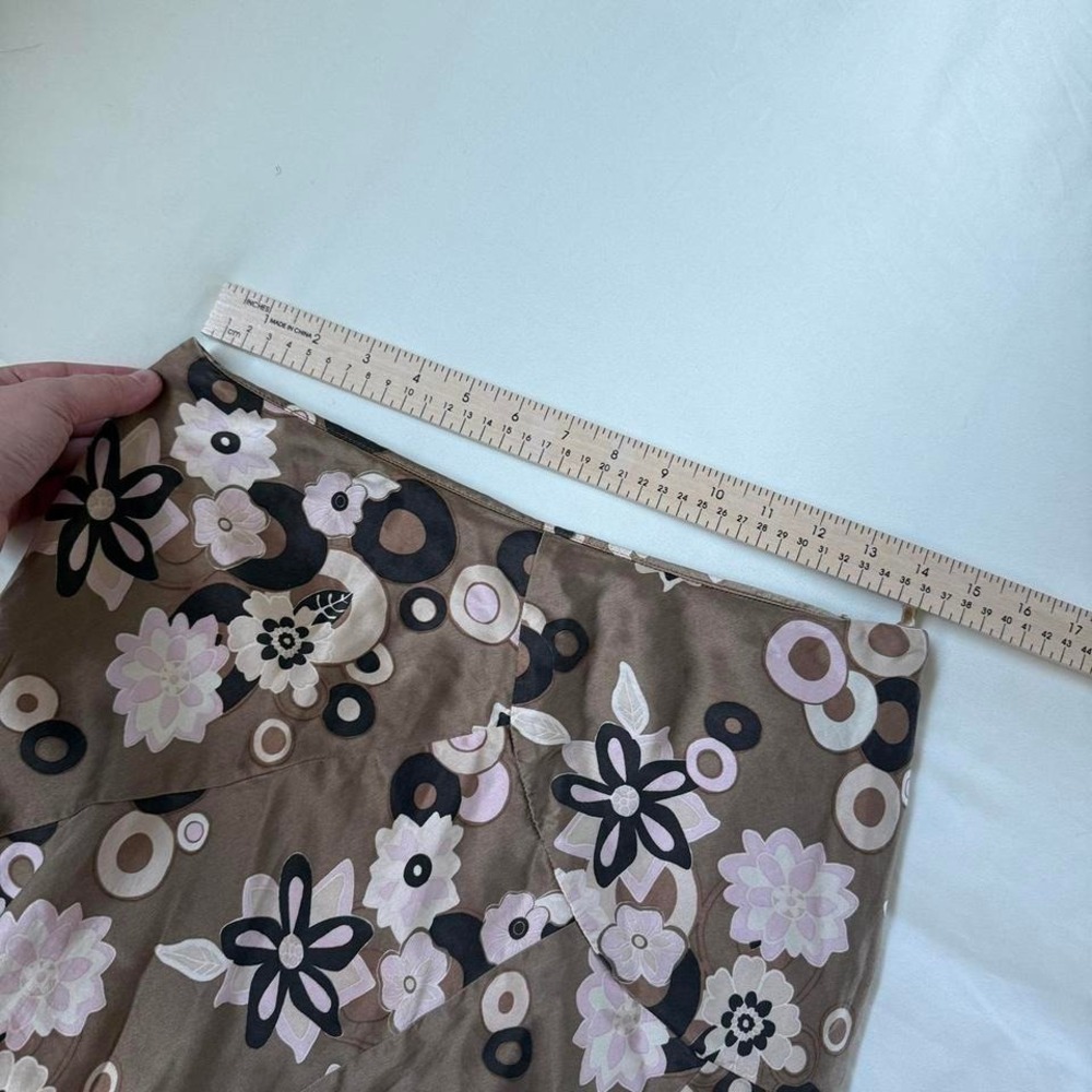 Y2K Banana Republic brown floral silk midi skirt size 6 100% silk - Picture 4 of 7